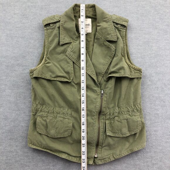 Madewell Safari Military Vest Womens Size XS Olive Green Rip Stop Cotton Spandex - Picture 6 of 16
